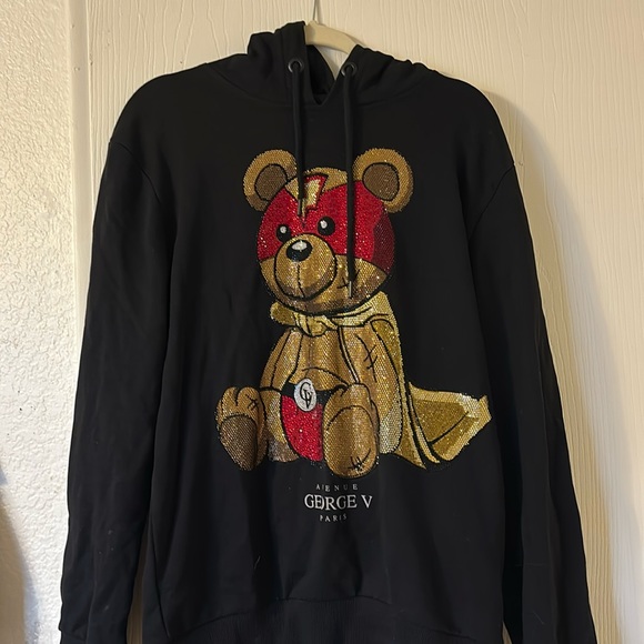 Avenue George V Paris hoodie with rhinestones - Picture 1 of 3